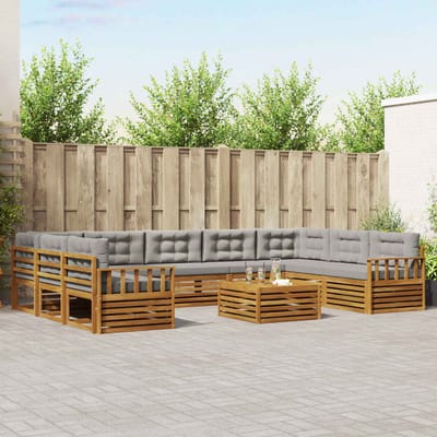 vidaXL - Buiten - bank - set - 10 - st - Natuurlijk - en - Licht - Grijs