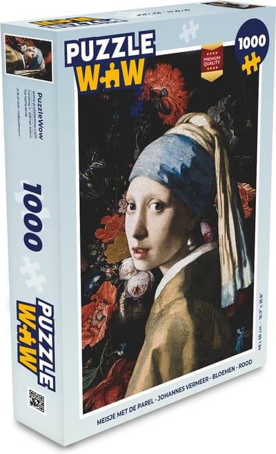 Puzzel Meisje met de parel - Johannes Vermeer - Bloemen - Rood - Legpuzzel - Puzzel 1000 stukjes volwassenen