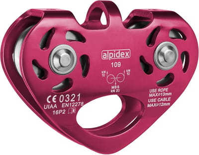 ALPIDEX Pulley Tensioner Pulley 20 kN - Tandem Pulley - For Textile Ropes Up to 13 mm And For Steel Cables Up to 12 mm - EN12278
