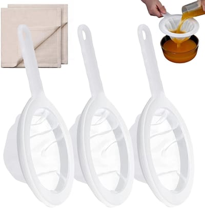 Set van 5 Nylon Zeefjes - Fijnmazige Keukenzeef voor Koffie, Thee, Sap en Melk met Filterdoeken