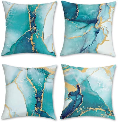 Namajunas - Kussenhoes 45x45 cm - Kussenhoesje - Sierkussen - Marble Kussensloop - 100% polyester - Hemelsblauw - Met rits - Zonder binnenkussen - Set van 4