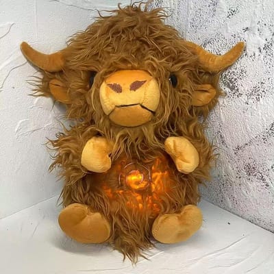 Kawaii yak Anime Fury Peluche Poupée Souffle Apaise Lumière Sommeil Jouets Avec Éclairage Musique Jouet Bébé Pour Apaiser Sommeil Peluche Cadeau Jouets brown