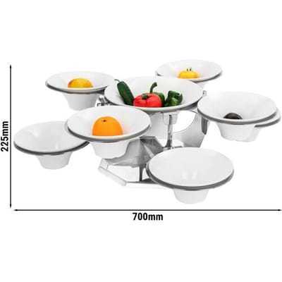 GGM Gastro Etagerie/ Buffetständer - rotierend - Edelstahl - inkl. 9 Melaminschalen - rund Zilver / Wit