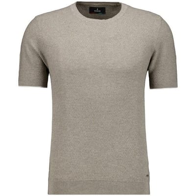 Ragman Trui Texture Knit Tone-In-Tone Short Sleeve Round Neck Walnut / male