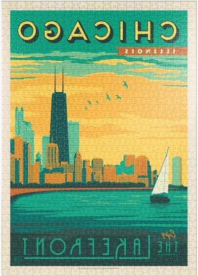 Legpuzzel Chicago - Vintage Poster - Ontspanning thuis - Premium puzzelkwaliteit - 1000 stukjes - Meerdere kleuren