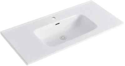 DutchLine - Keramische Wastafel OVI 100CM - Glans wit - 1 Kraangat