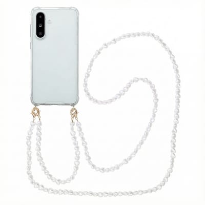 imoshion Hoesje - Geschikt voor Samsung Galaxy A56 (5G) - Backcover met koord + armband - Parels hartjes - Parels Hartjes