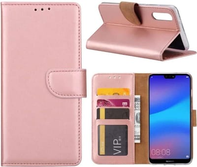 Bookcase Geschikt voor: Huawei P20 - Rose Goud - portemonnee hoesje