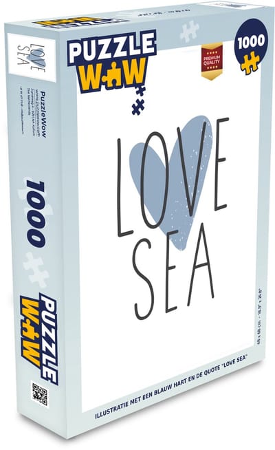 Puzzel Illustratie met een blauw hart en de quote "Love sea" - Legpuzzel - Puzzel 1000 stukjes volwassenen