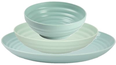 Plasticforte camping borden en kommetjes set - groen - kunststof - 3 soorten - 18x stuks - onbreekbaar servies
