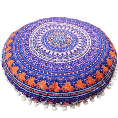 Housse de coussin ronde 43x43cm Motif Mandala Bohème Housse de coussin Boho Coussin de sol Housse de coussin Décoration de maison Haute Qualité 43cm