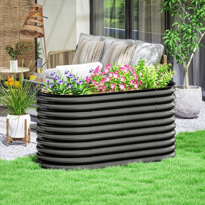 MODFU Verhoogde Moestuinbak - Stapelbaar En Modulair - Open Bodem - Staal - Donkergrijs - 160 X 80 X 80 Cm