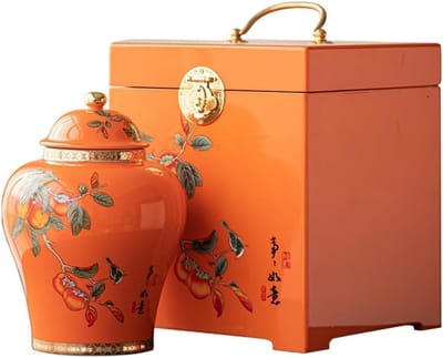 Keramische bulkthee-opslagpot Creatieve persimmonpot Keuken verzegelde pot Chinese theeset Enkele pot Geschenkdoosset Koffiedikopslag