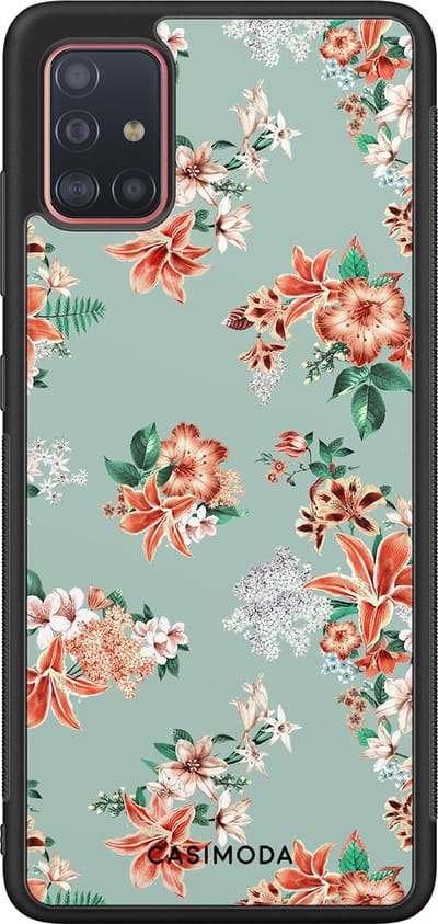 Casimoda® hoesje - Geschikt voor Samsung Galaxy A51 - Lovely Flowers - Zwart TPU Backcover - Tekst - Blauw
