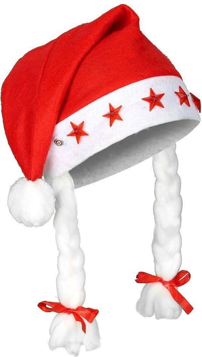 Benza Kerstmuts met vlechten en verlichting - Rood