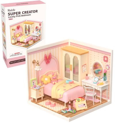 Robotime Lovely Pink Bedroom - DW016 - Rolife Super Store Series - Bouwpakket - Knutselen - Miniatuur - Modelbouw