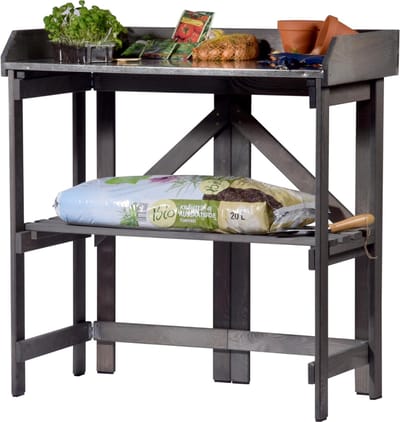 VH Supplies® Tuinwerktafel - Buitenwerkbank - Tuinwerkbank - 85 x 44 x 89 cm - Antraciet