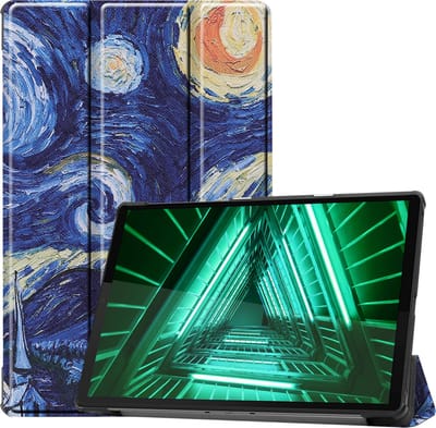 Hoesje - Geschikt voor Lenovo Tab M10 FHD Plus (2e / 2nd Generatie) - Dun & Stevig - Hardcover Book Case - Trifold Bookcase Hoes - Hard Cover - Tablethoes - Sterrenhemel