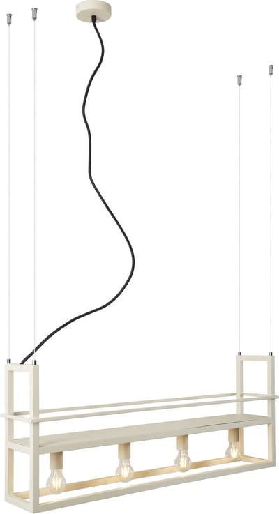 QAZQA cage rack - Industriele Grote hanglamp voor boven de eettafel | in eetkamer - 4 lichts - L 102 cm - Beige - Industrieel - Woonkamer | Slaapkamer | Keuken