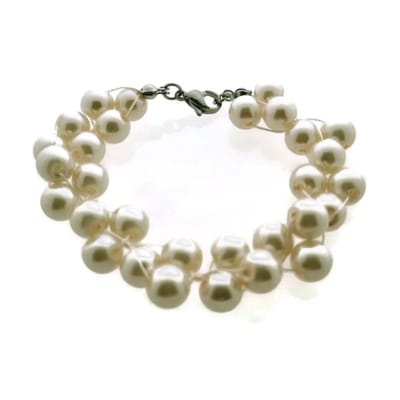 Aramat Jewels | Armbanden | Chique Parel Armband in Crème | 18cm |18cm |16mm | Kunststof | Volwassenen | Verkleurd niet