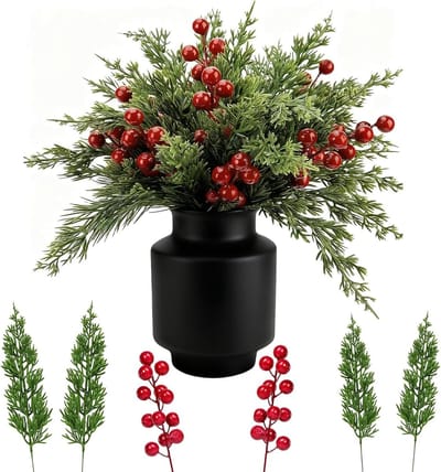Kerst Decoratie Takken - Kunsttakken met Bessen - Kerstversiering Maken - Realistisch Ontwerp - 60 stuks - Rood Groen