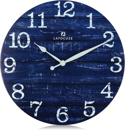 Rustieke marineblauwe wandklok 30,5 cm - Stil en decoratief voor woonkamer, keuken, slaapkamer, kantoor