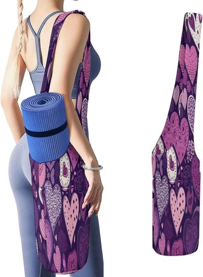Paarse Hartvorm Tas - Lange Tote - Yoga Gym - Veelzijdig Opbergvak - 90 cm Lengte - Paars