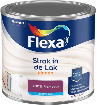 Flexa - Strak In De Lak Binnenlak Zijdeglans - 100% Framboos - Mengverf - 500 Ml