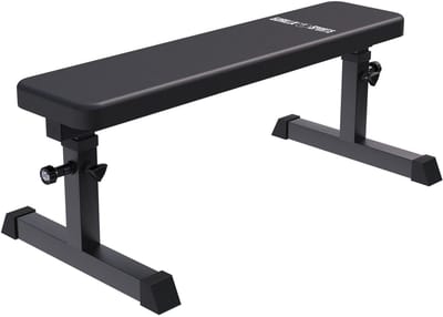 Gorilla Sports Vlakke Halterbank - Fitnessbank - Belastbaar 200 kg - Zwart