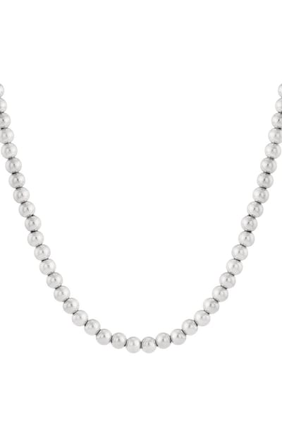 Bijoutheek Collier Ballen Hol 10mm Zilver