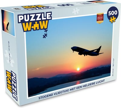 Puzzel Stijgend vliegtuig met een heldere lucht - Legpuzzel - Puzzel 500 stukjes