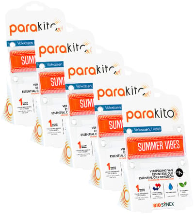 Parakito Navulbaar Anti-Muggen Armband - Volwassen Oranje - 5 STUKS - Plant-Based Bescherming - Navulbaar - Innovatief