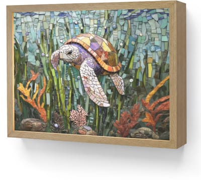Wandlamp 40x30 cm - Oplaadbaar - Schildpad - Zeewier - Mozaïek - Wandlampen binnen woonkamer - Slaapkamer lamp - Decoratieve nachtlamp - Vloerlamp draadloos