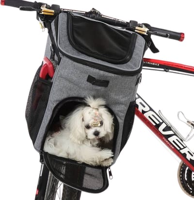 Nivard Fietsmand Hond - Hondenmand Fiets - Voorop - Fietstas Hond - Hondenfietsmand - Grijs
