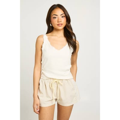 boohoo Dames Kanten Zoom Gestreepte Short | Citroen | Maat: 34