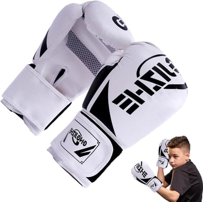 Bokshandschoenen Kinderen - Sparringhandschoenen MMA - Bokstraining - Dikke EVA Vulling - 170 g - Wit