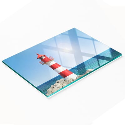 Decoratieve glazen snij- en serveerplank in de vorm van een vuurtoren, 80x52 cm