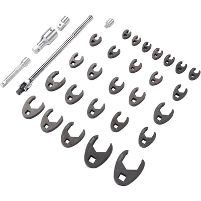 32-delige metrische set steeksleutels voor remleidingen met nauwe speling 10 tot 50 mm 3 8 1 2 3 4 inch aandrijving Verzet steeksleutels met gray