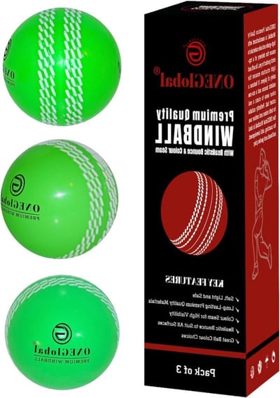 Premium zachte cricketbal voor windbal, duurzame kleurnaad, echte bounce & swing, windbal cricketballen voor binnen en buiten oefeningen, coaching, tuin- en strandspellen