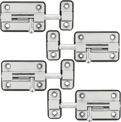 AMIG schuifslot/plaatgrendel - 4x - zamak - 3.5cm - verchroomd - incl schroeven - deur - raam