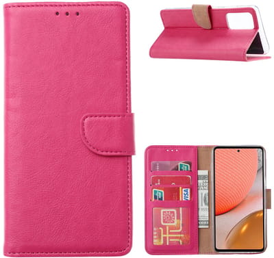 Hoesje Geschikt Voor Samsung Galaxy A72 hoesje bookcase Pink - Hoesje Geschikt Voor Samsung Galaxy A72 5G portemonnee book case hoes cover