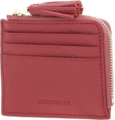 COCCINELLE Leren Kaarthoes Tassel Credit Card Holder Pot Lichtrood
