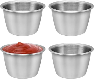 Set van 4 RVS Sauskommen van 70ml - Stapelbare Dipschalen voor Sauzen, Kruidensauzen en Dressings
