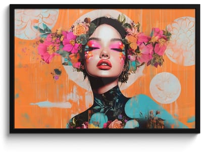 Poster in lijst - Fotolijst 90x60 cm - Posters - Portret - Vrouw - Abstract - Bloemen - Posterlijst zwart - Decoratie - Wanddecoratie woonkamer - Muurdecoratie slaapkamer
