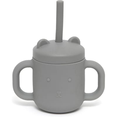 Petit Monkey siliconen sippy cup met oren pewter green