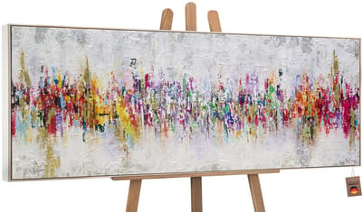 Canvas schilderij panoramisch handgeschilderd abstractie II modern – YS-Art Gallery – Luxe wanddecoratie voor woonkamer – Modern schilderij voor slaapkamer en kantoor
