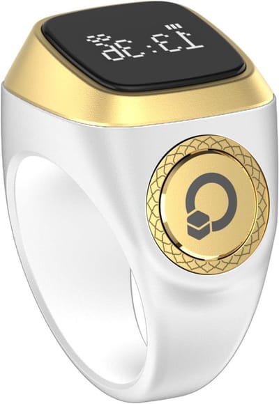 Tasbeeh Teller Ring - Digitale Vingerteller - Gebed Tellen - Oplaadbaar met LED - 20MM - Zwart