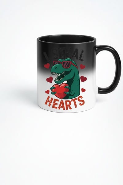 Magische Mok T-Rex 'I Steal Hearts' Dinosaurus | Kleurveranderend | Valentijn Cadeau