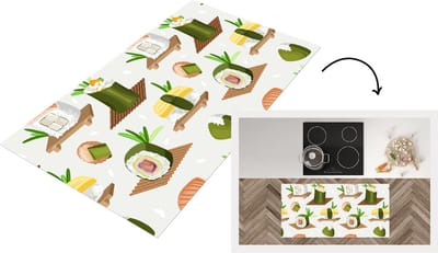Keukenloper - Loper keuken - Sushi - Patronen - Eten - 120x60 cm - Keukenloper vinyl