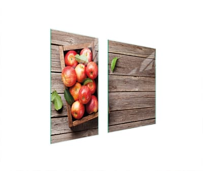 TMK ArtDeko Serie - Glazen Beschermplaat - 75x52 cm - Appel Design